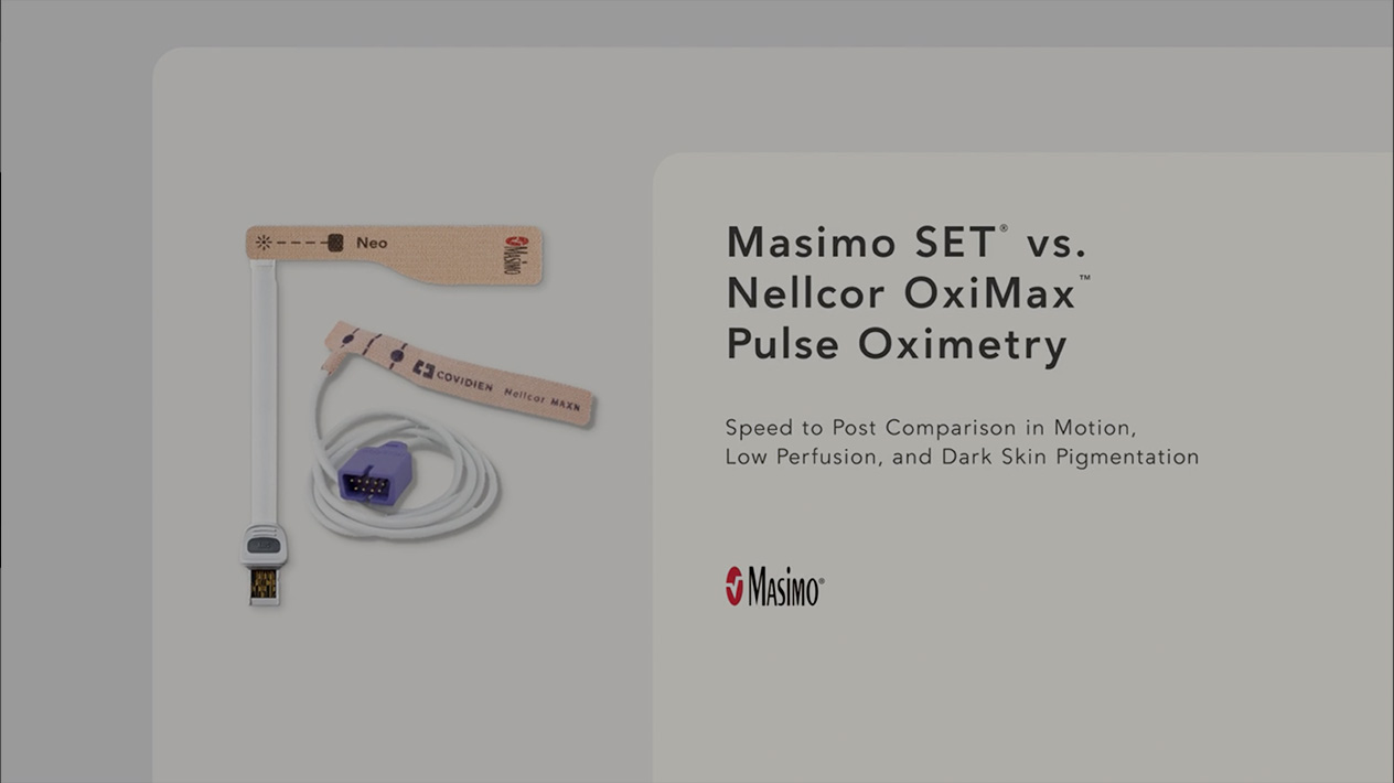 Video comparing Masimo SET and Nellcor OxiMax Pulse Oximetry.